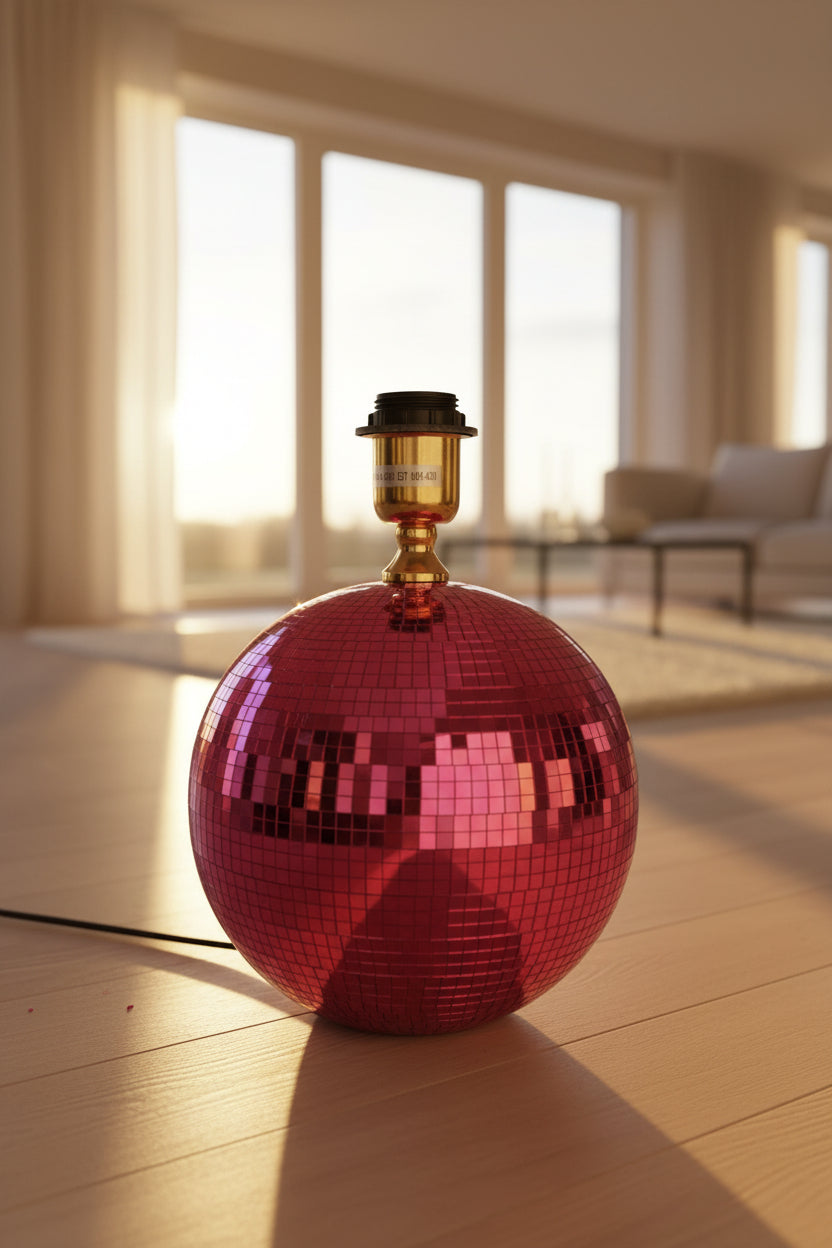 Disco Glam Tischlampe – Pink Mirror Edition