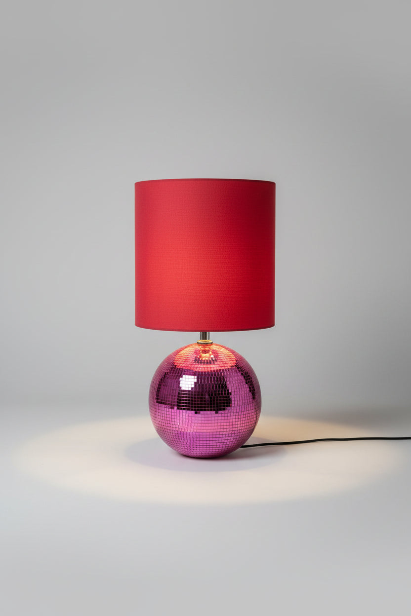 Disco Glam Tischlampe – Pink Mirror Edition