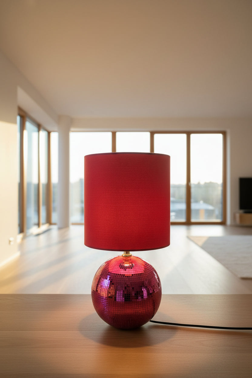 Disco Glam Tischlampe – Pink Mirror Edition