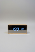 Karlsson Silver Mirror Design Alarm Clock – Light Wood Edition