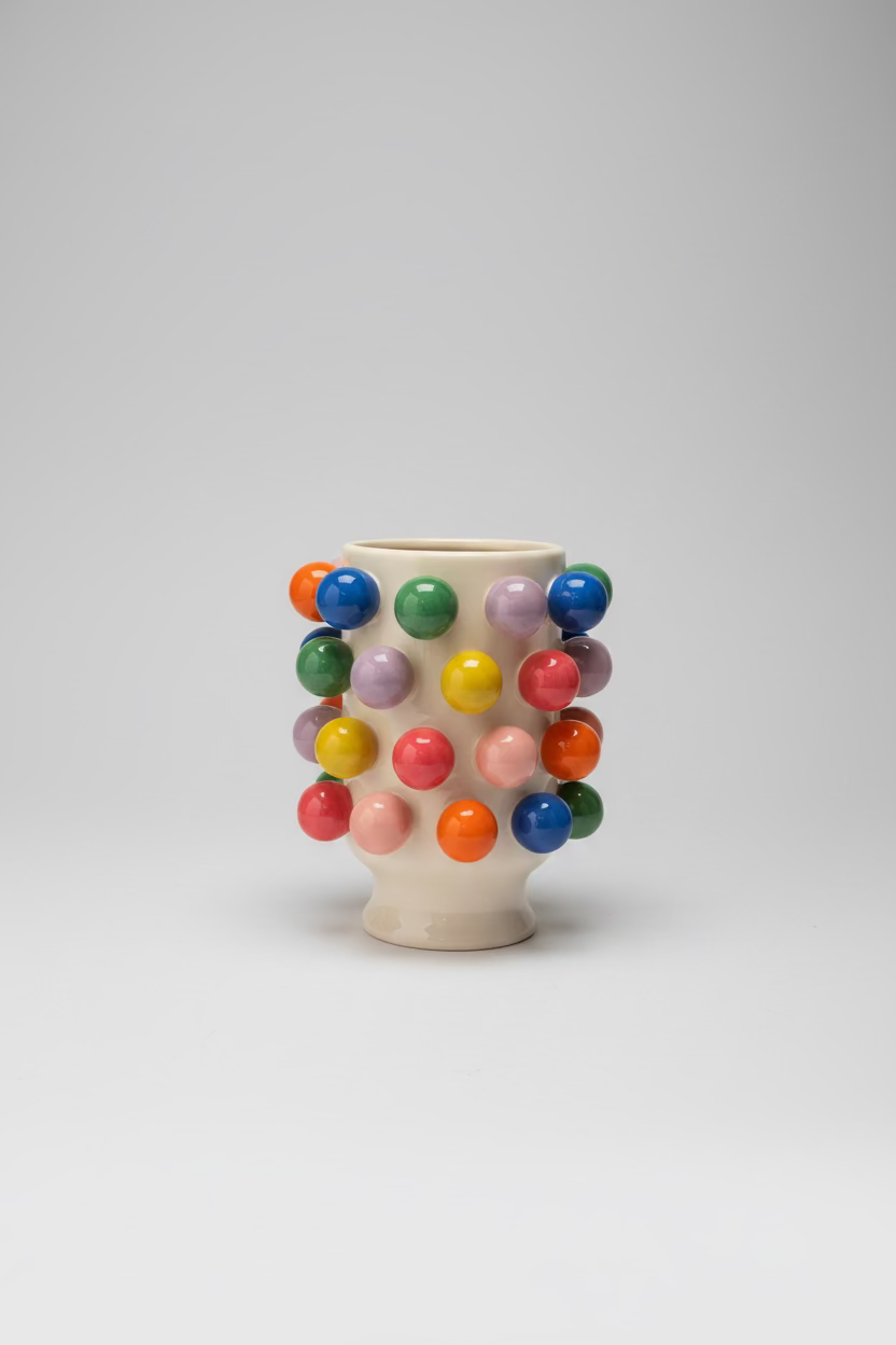 Bubble Pop Design Vase M – Hand-crafted ceramic vase with colorful spheres