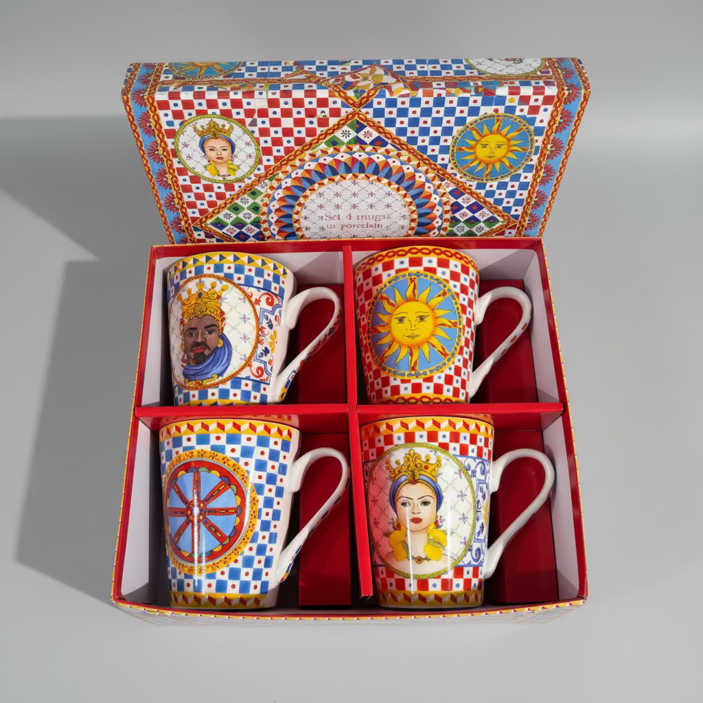 Sicily Mug Set – 4-piece porcelain in gift box