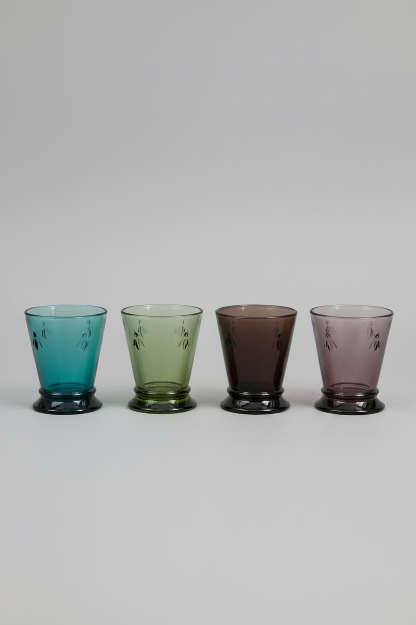La Rochère Bee Tumblers – Set of 4 | Colored Glass | Made in France