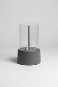 Stone Fire Grey – Bioethanol Table Fireplace with Glass Cylinder & Windbreak