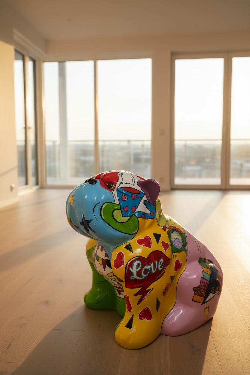 POP ART Bulldog Love Edition – XXL Design Sculpture