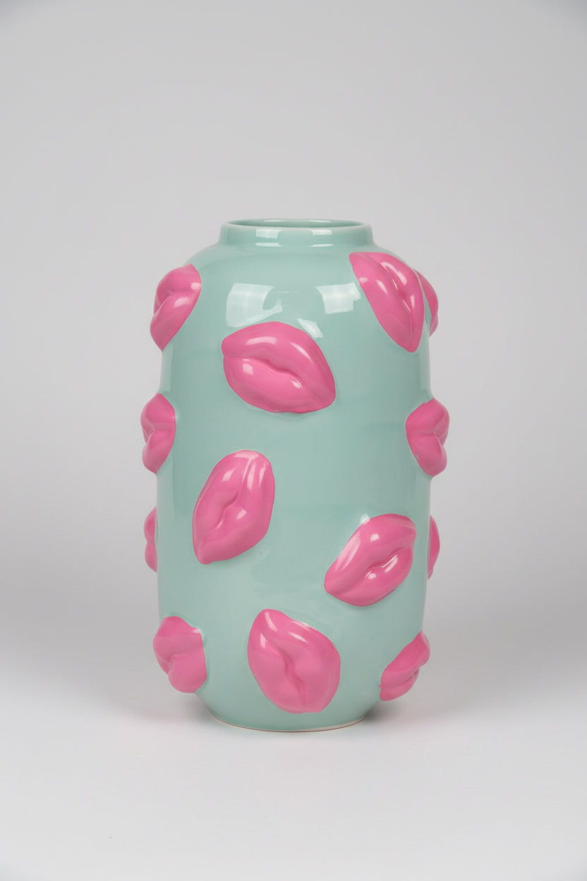 Kiss Vase Mint & Pink – Ceramic Design Vase