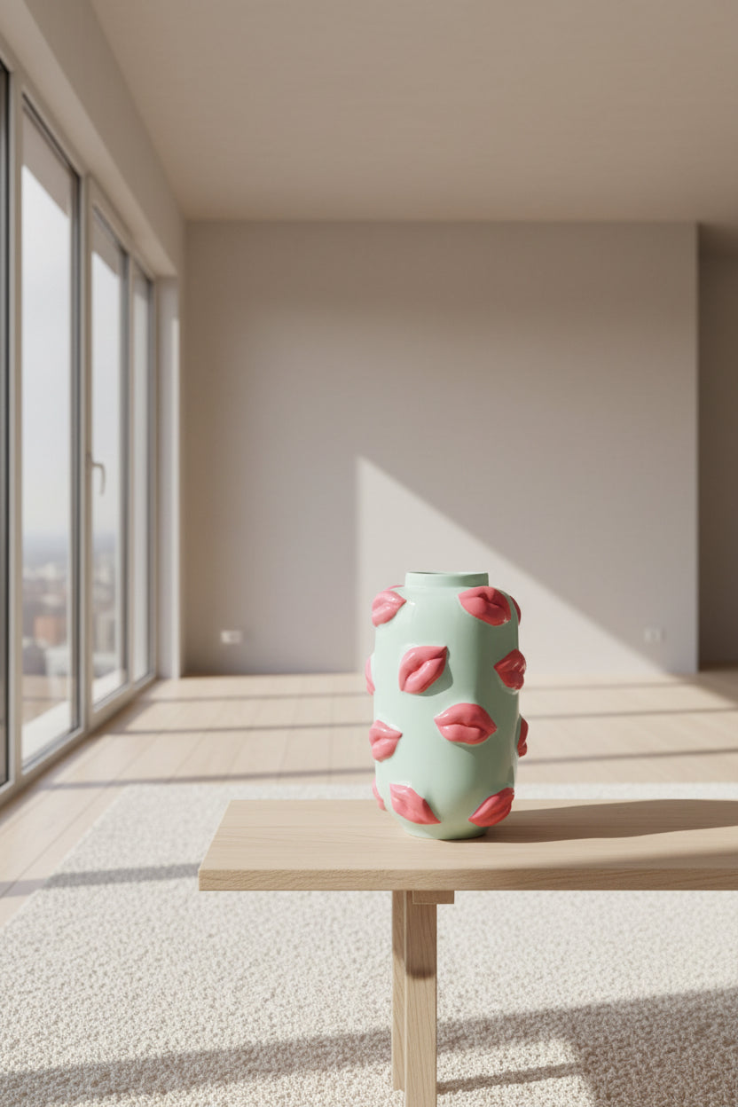 Kiss Vase Mint & Pink – Ceramic Design Vase