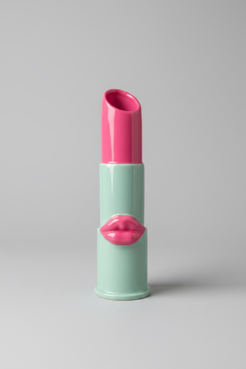 Lipstick Vase Mint & Pink – Ceramic Designer Vase
