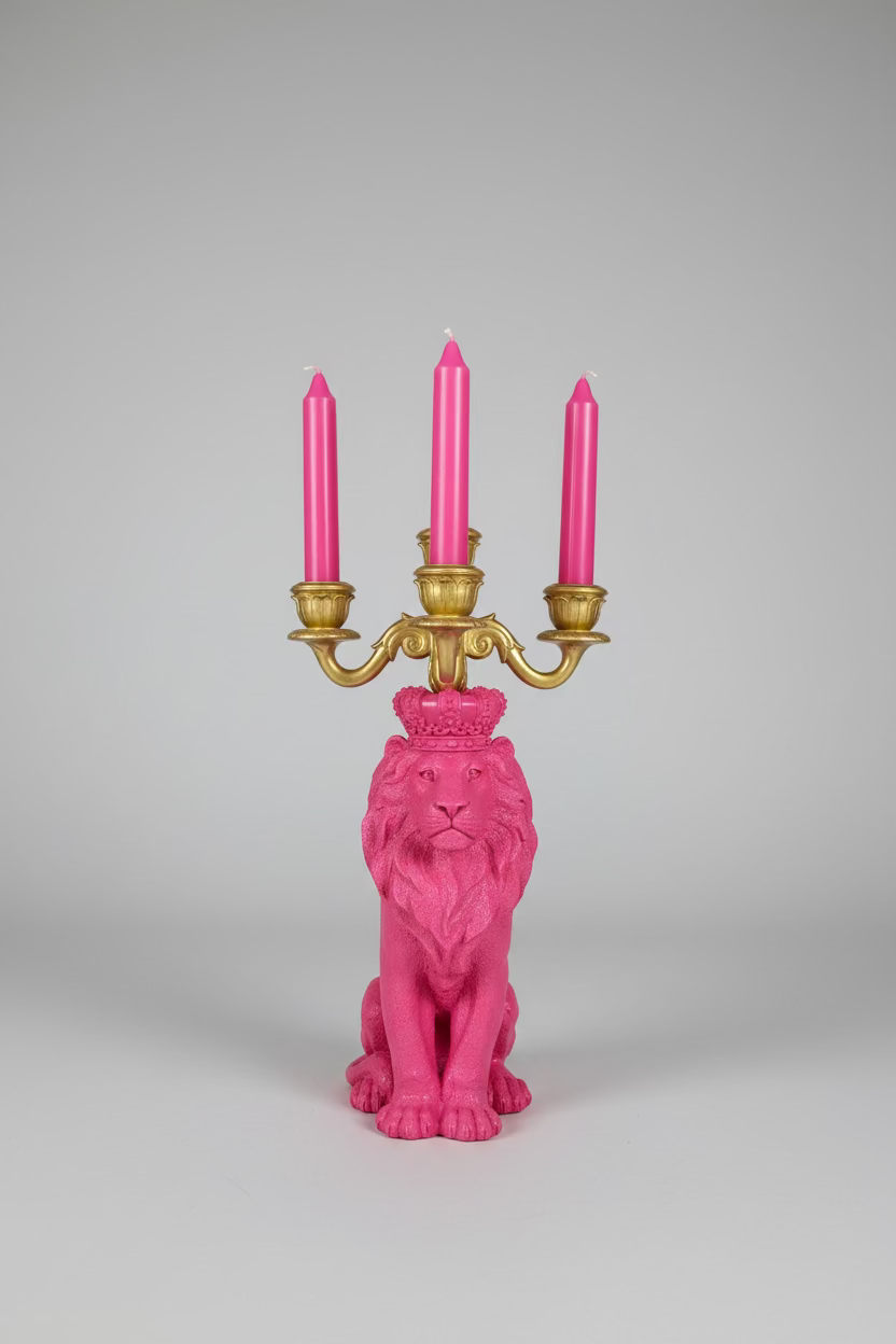 ROYAL LION Candlestick – Pink Edition
