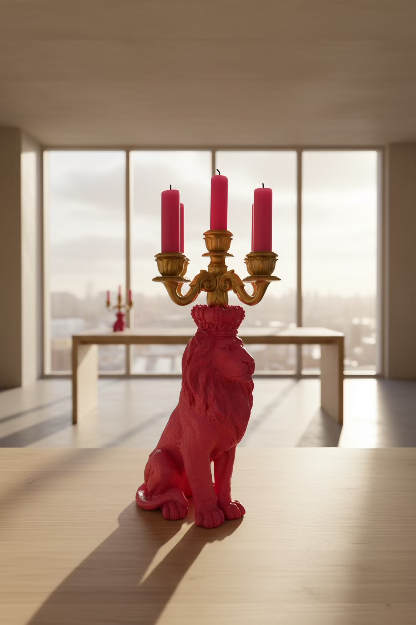 ROYAL LION Candlestick – Pink Edition