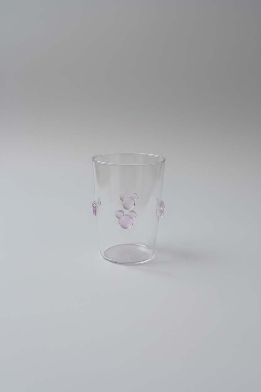 Disney Mickey Mouse Drinking Glass "Embossed Ears"