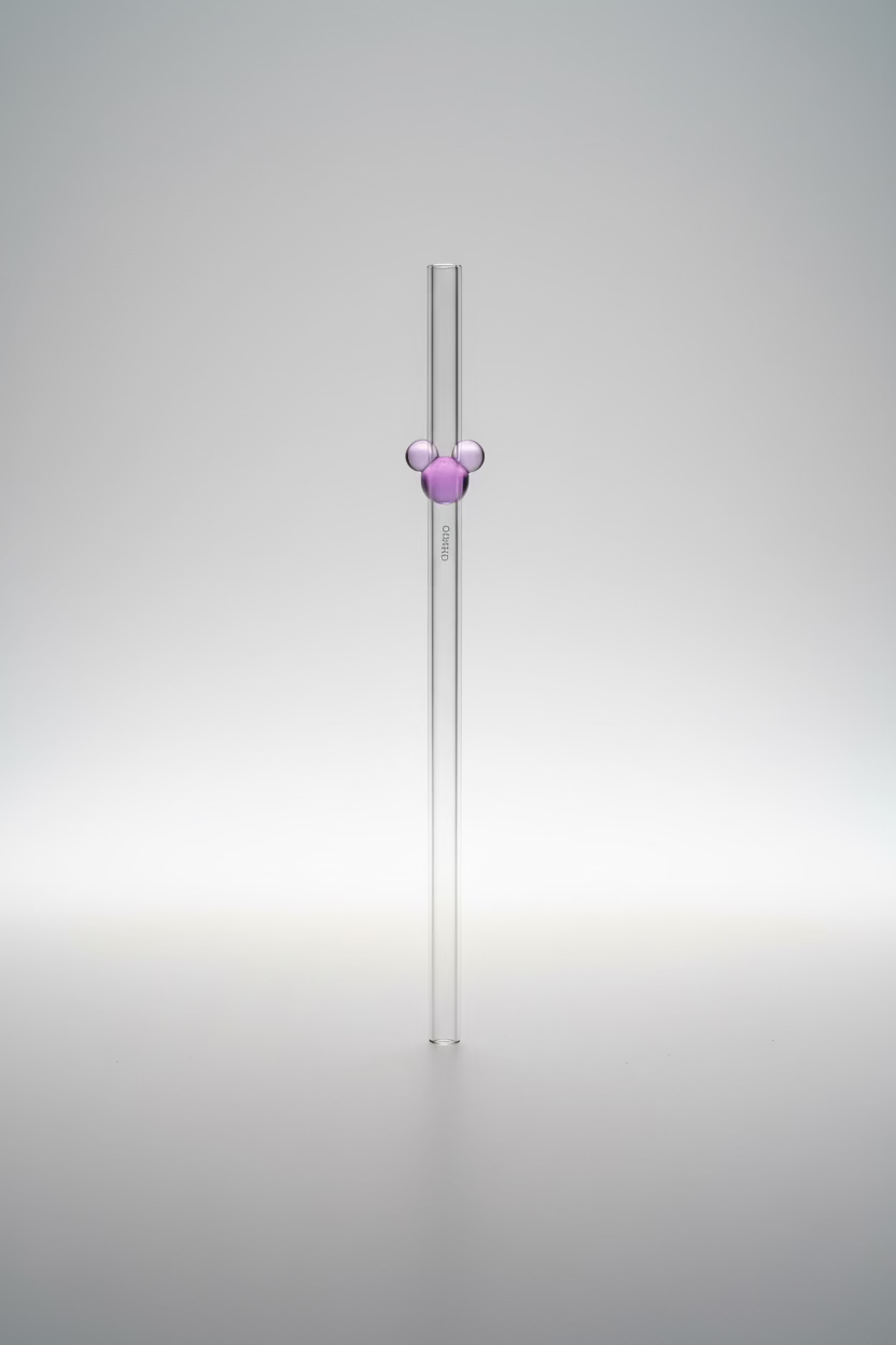 Disney Mickey Glass Straws - 4-piece set with 3D Mickey Ears