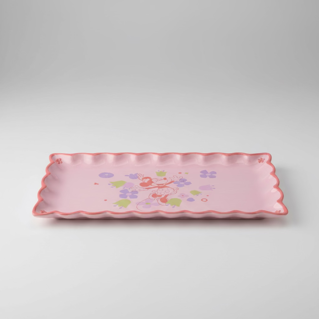 Disney Minnie Mouse Serving Platter "Pastel Blossom" - Pink Ceramic Dish