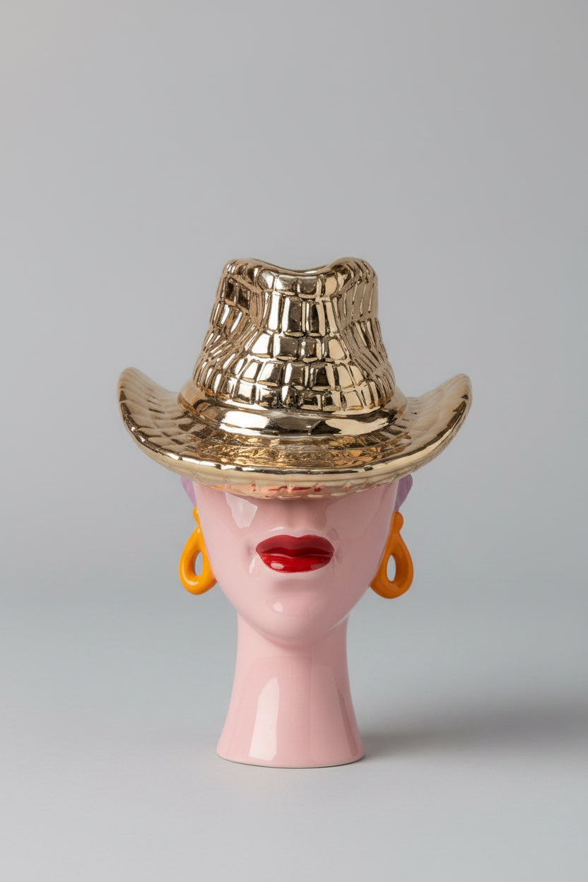 Luxury Cowgirl Vase "Silver Rodeo Queen" - Chrome Silver
