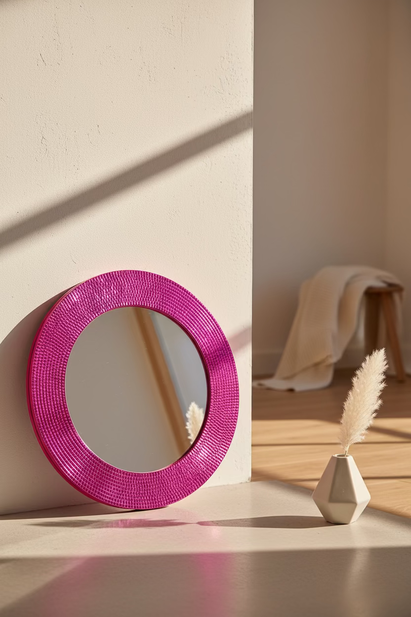 Pink Disco Mirror - Glamorous Mosaic-Look Wall Mirror
