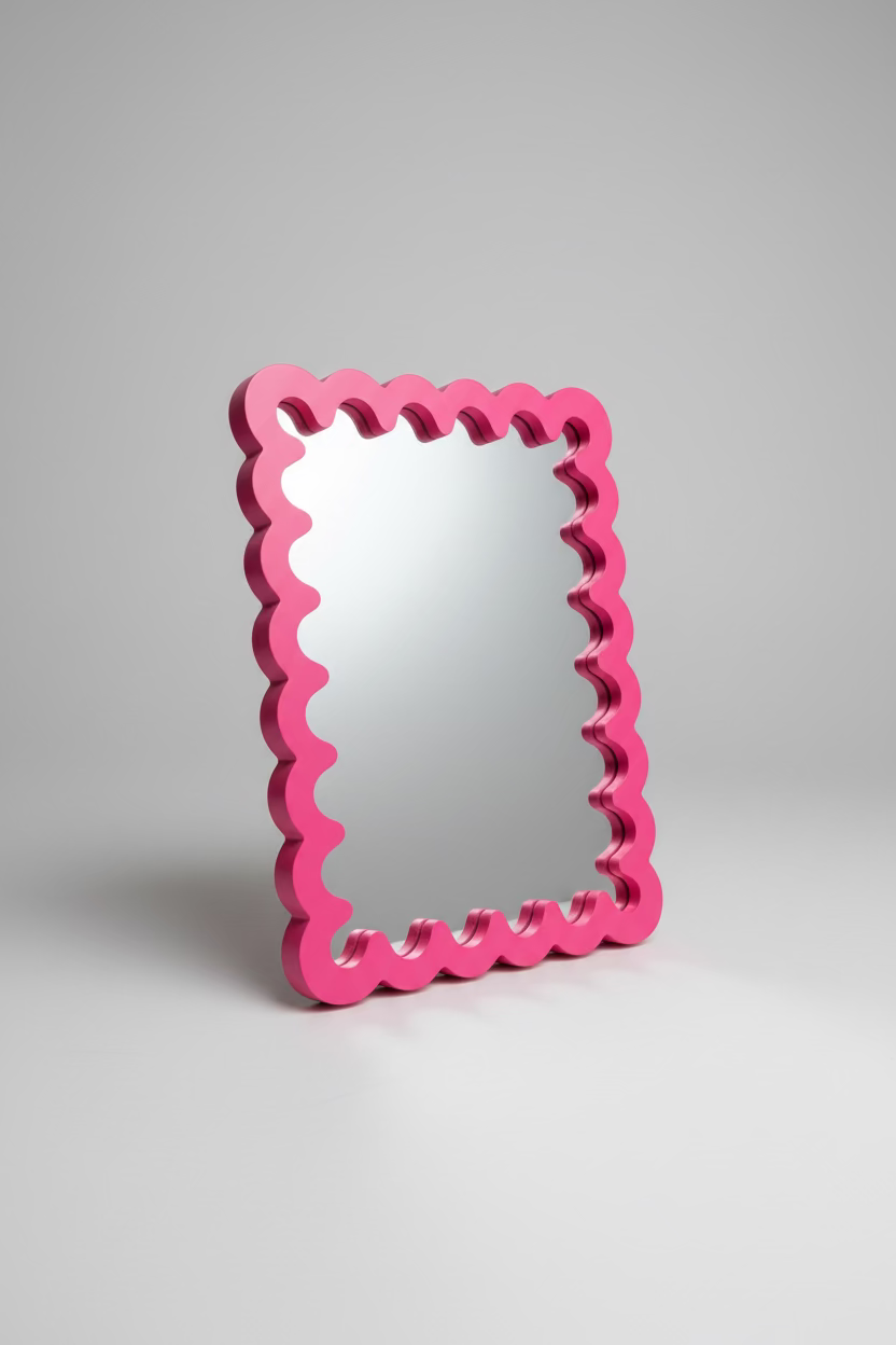 Wavy Mirror Pink S – Bubble-Look Designer Mirror