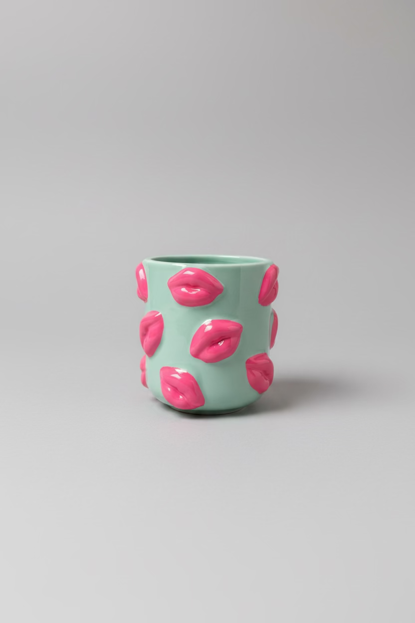 Kiss Me Planter Mint Pink – Pop Art Planter