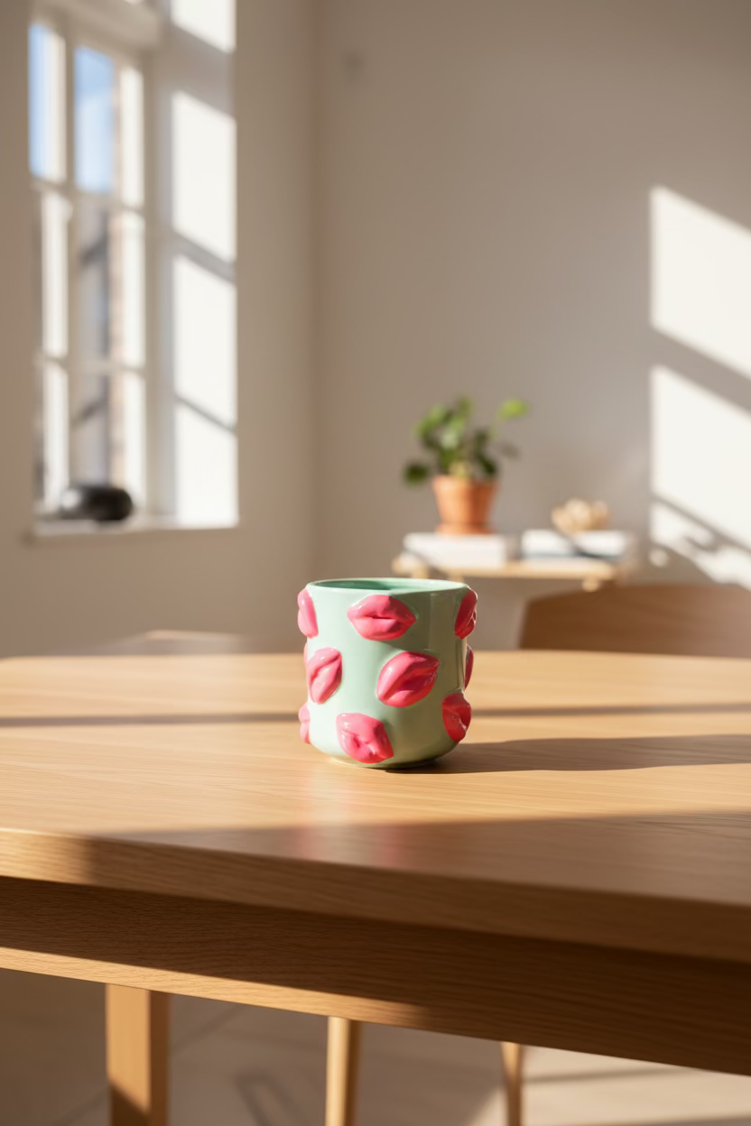 Kiss Me Planter Mint Pink – Pop Art Planter