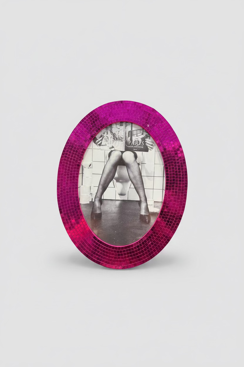 Disco Glam Pink Photo Frame – Mosaic Mirror Effect