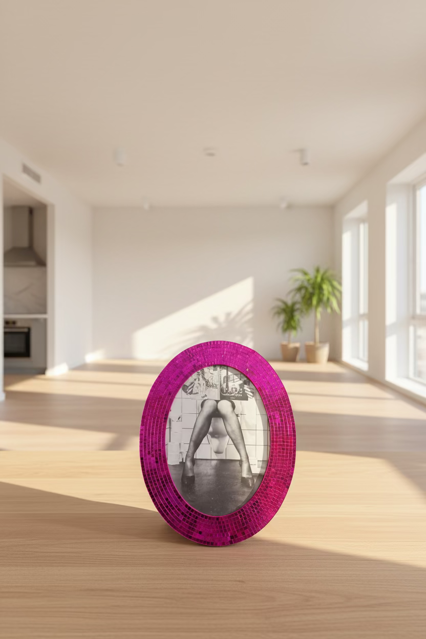 Disco Glam Pink Photo Frame – Mosaic Mirror Effect