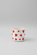 Love Hearts Vase – White with Red Hearts