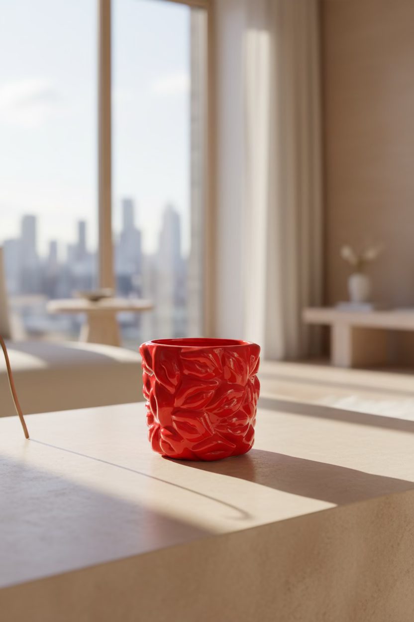 Red Kiss Vase - Lip Design Red
