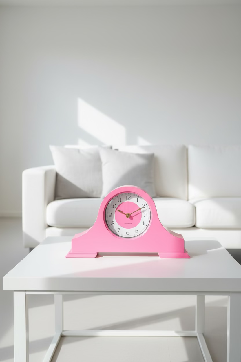 XL Retro Table Clock Pink - Statement Clock in Vintage Design