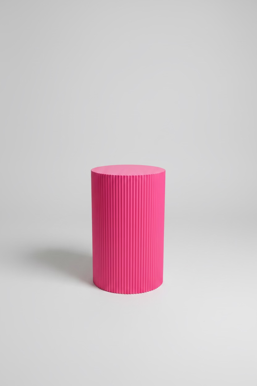Pink Ribbed Side Table XL – Neon Pink
