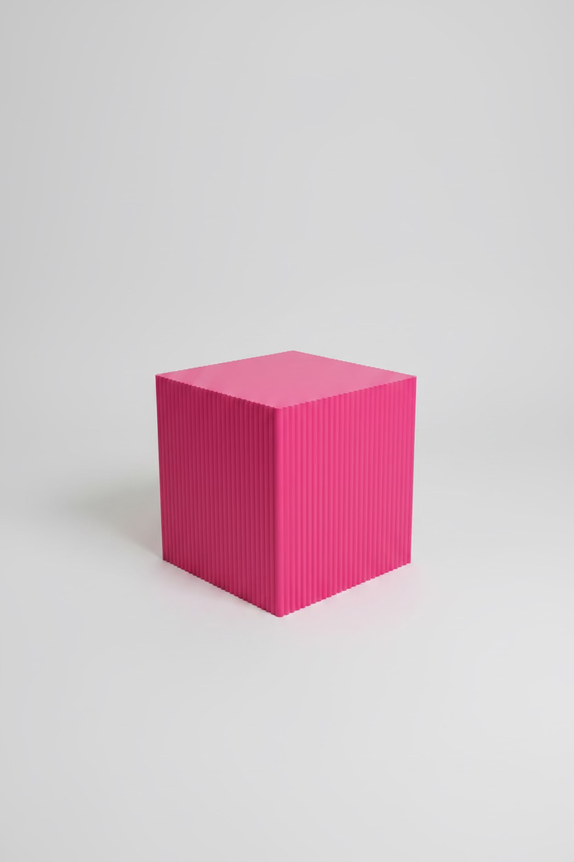 Pink Ribbed Cube Table