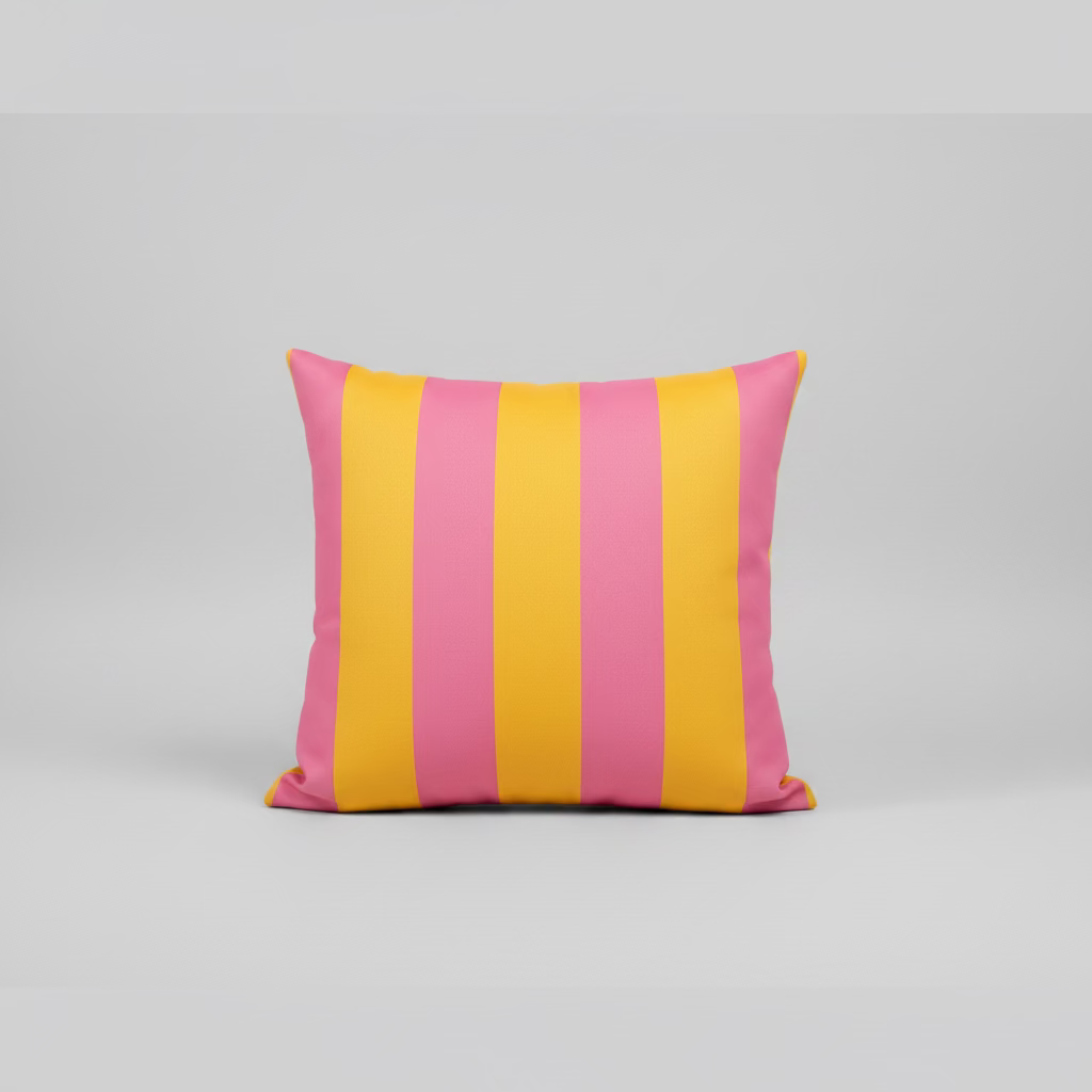 Sunset Stripe Outdoor Cushion – Pink & Yellow