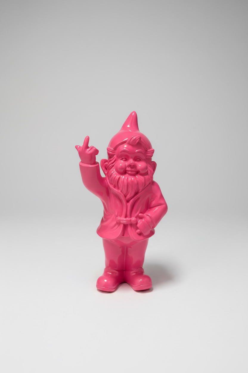 Cheeky Statement Garden Gnome Pink – Pop Art Decorative Figure