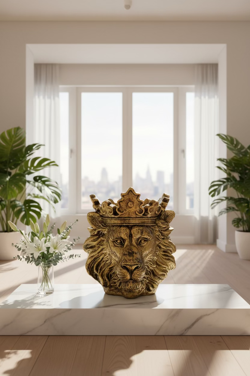 Royal Lion XL – Luxury Lion Head Planter Gold