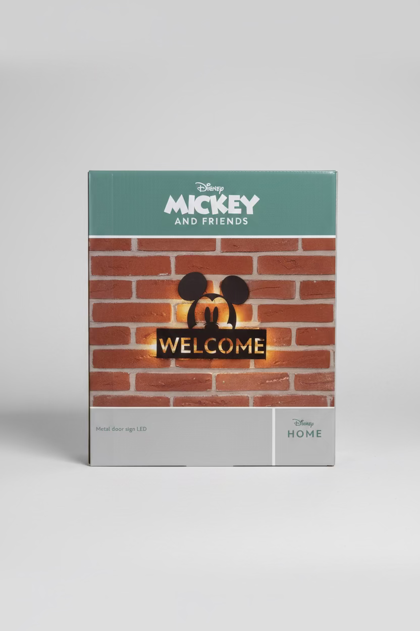 Disney Home Mickey Mouse LED Türschild „Welcome“ – Wanddekoration mit Beleuchtung