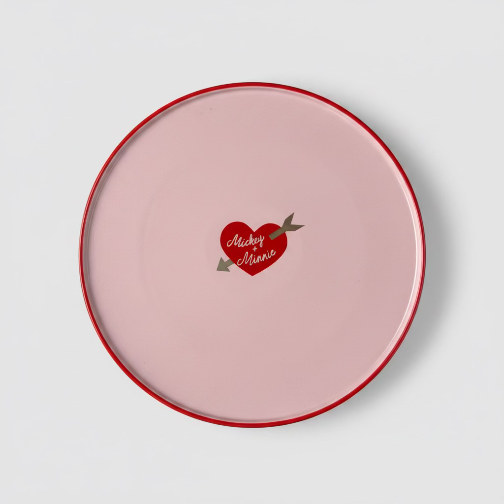 Disney Mickey & Minnie Cake Stand with Foot Ceramic White Red – Serving Plate Cake Stand