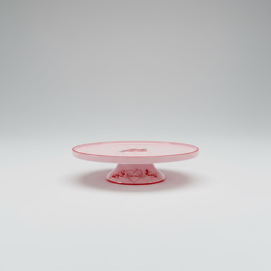 Disney Mickey & Minnie Cake Stand with Foot Ceramic White Red – Serving Plate Cake Stand