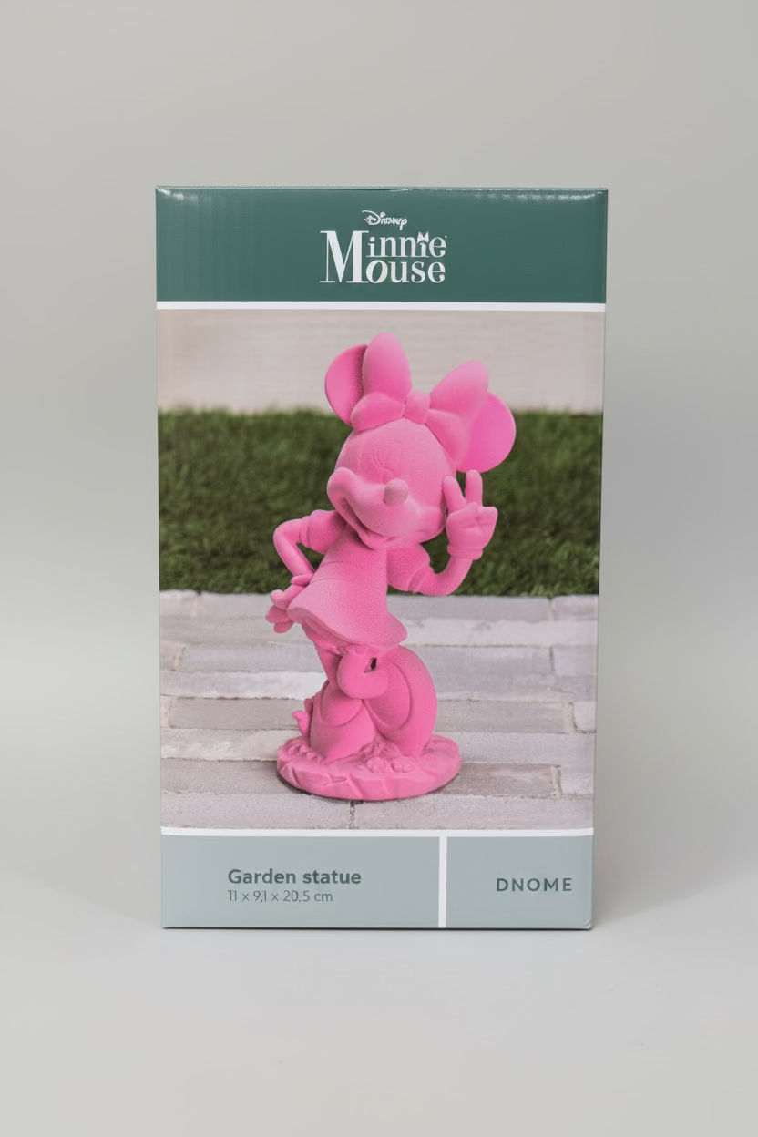 Disney Minnie Mouse Garden Statue Pink Edition - Peace Sign