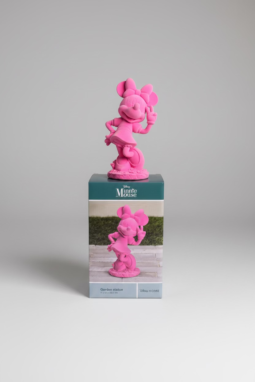 Disney Minnie Mouse Garden Statue Pink Edition - Peace Sign