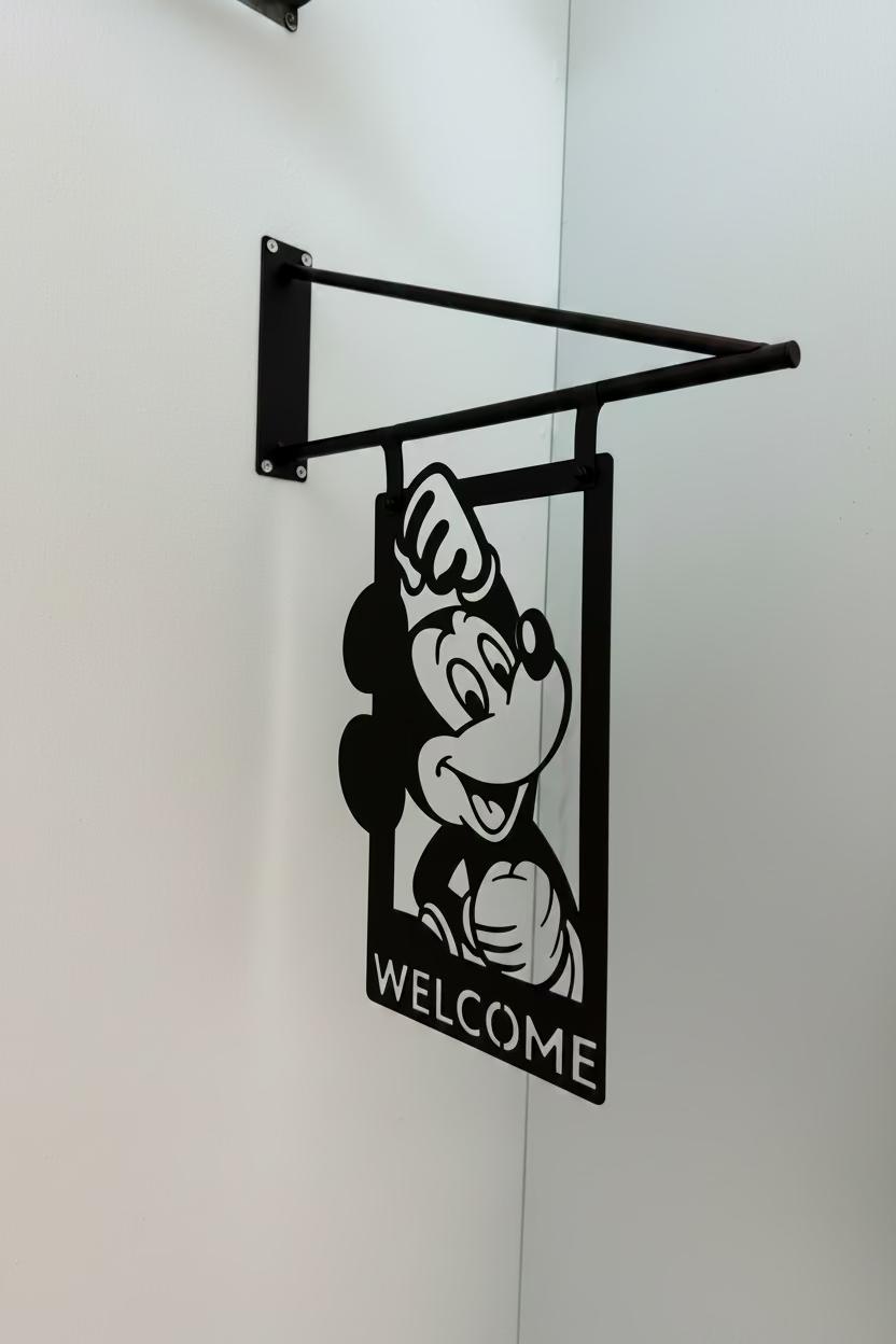 Disney Mickey Mouse Welcome Hanging Sign - Metal Wall Decor