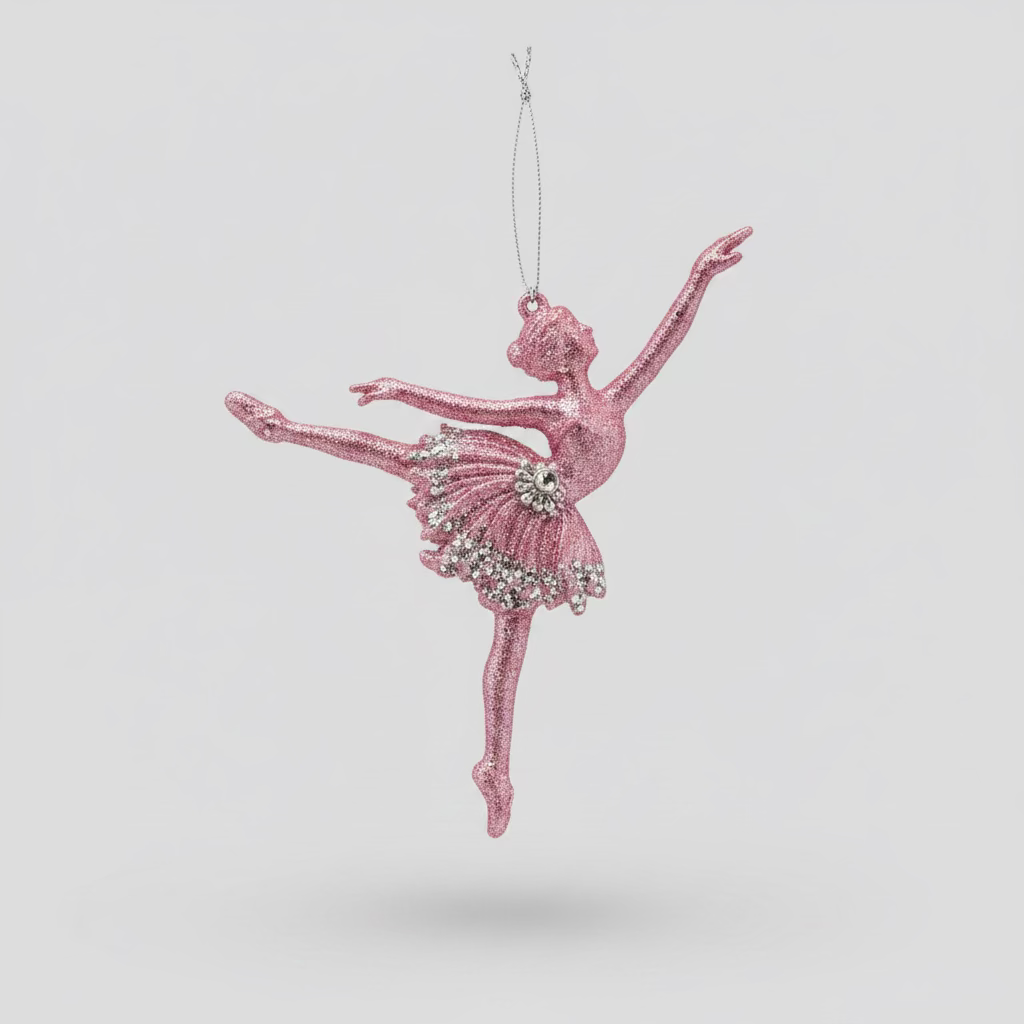 Glitzer Ballerina Weihnachtsanhänger Rosa