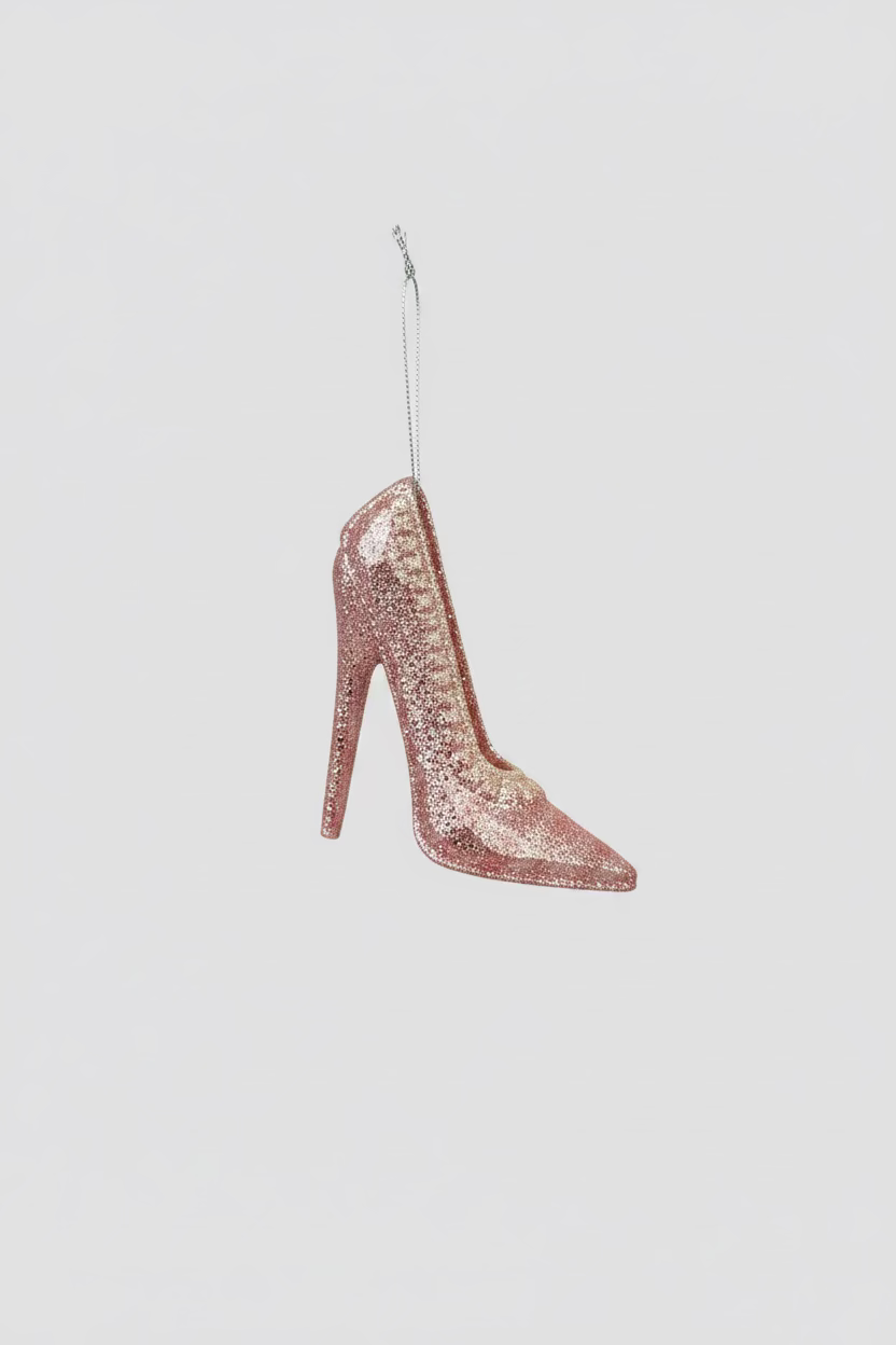 Glitzer High Heel Weihnachtsanhänger Rosa