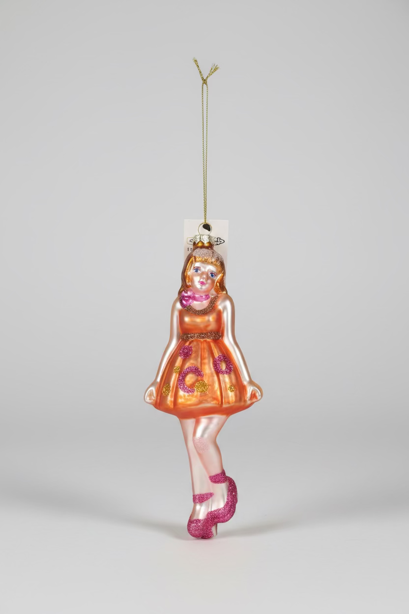 Glas-Weihnachtsanhänger Dancing Lady Orange & Pink