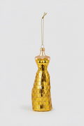 Glas-Weihnachtsanhänger Abendkleid Gold mit Pailletten