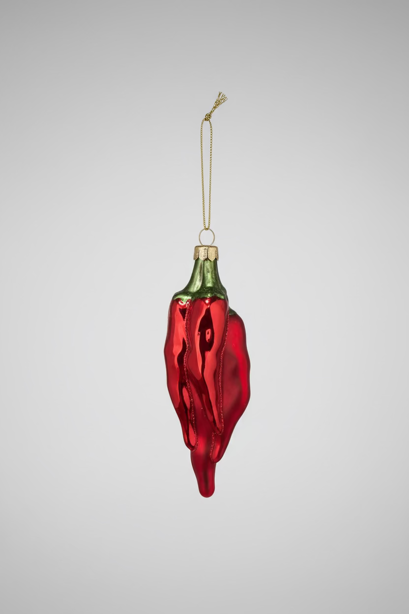Glas-Weihnachtsanhänger Chili Pepper Rot