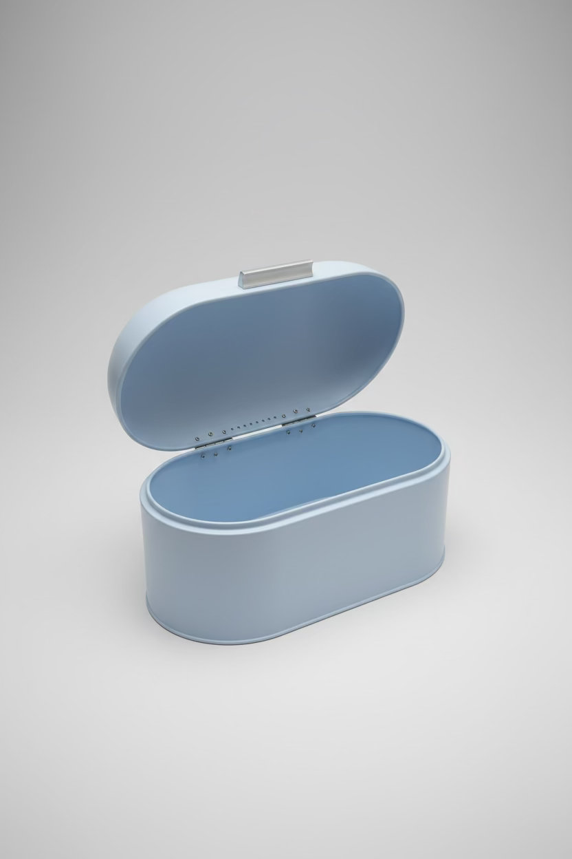ONA Fresh Bread Box with Lid – Light Blue | Metal | 33.5 × 18 × 21.5 cm