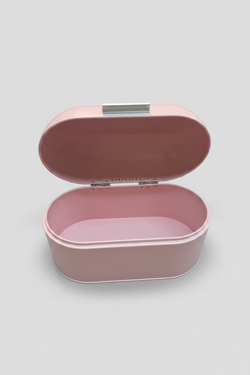 ONA Fresh Bread Bin with Lid – Pink | Metal | 33.5 × 18 × 21.5 cm