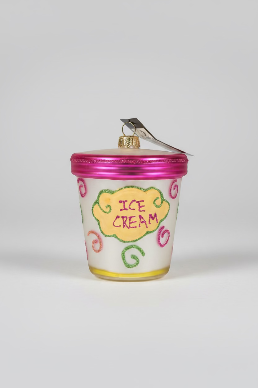 Glas-Weihnachtsanhänger Ice Cream Becher Pink
