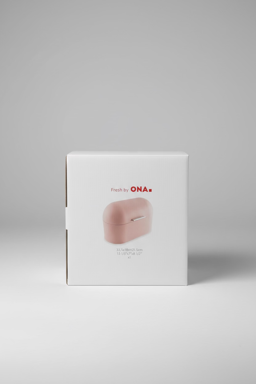 ONA Fresh Bread Bin with Lid – Pink | Metal | 33.5 × 18 × 21.5 cm