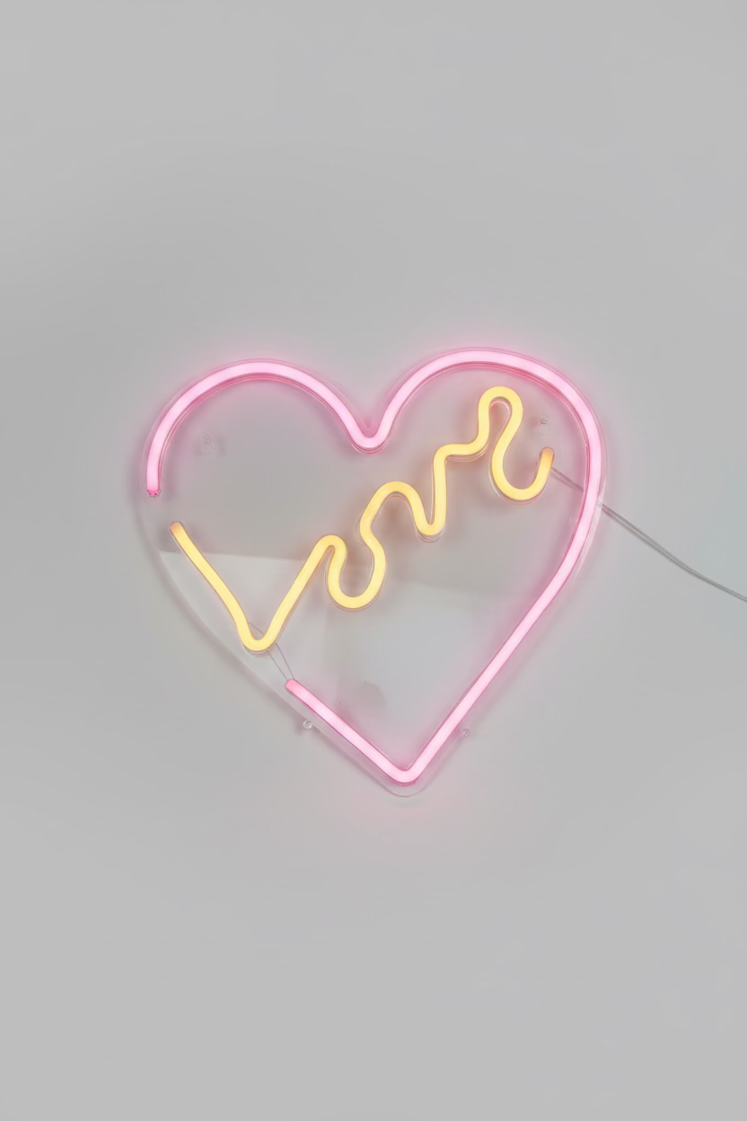 LED Neon Heart "Love" - Wall Lamp in Pink & Yellow