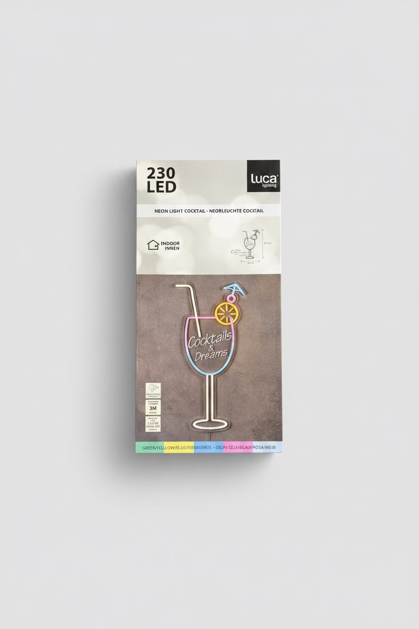 LED Neon Sign "Cocktails & Dreams" – Multicolor Cocktail Wall Lamp