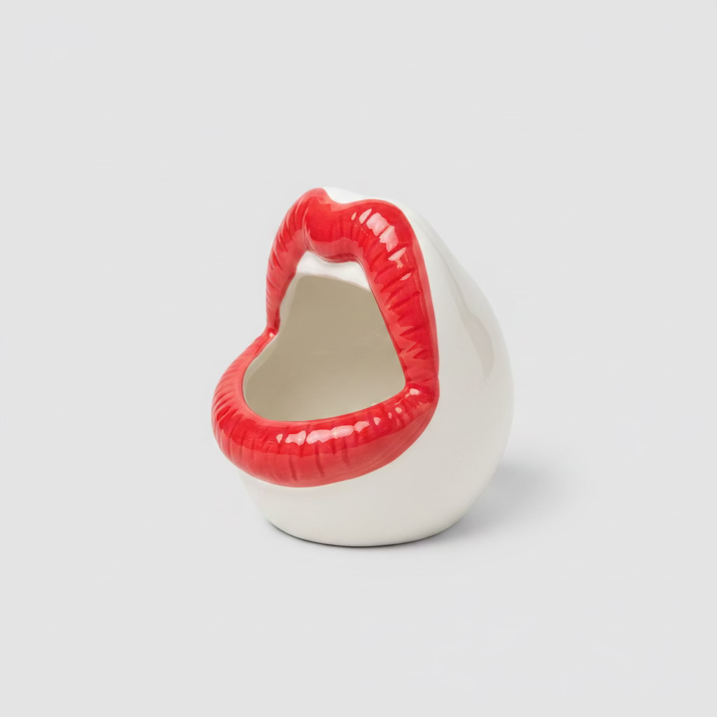 Kiss Lip Vase - Ceramic Vase with Red Lips